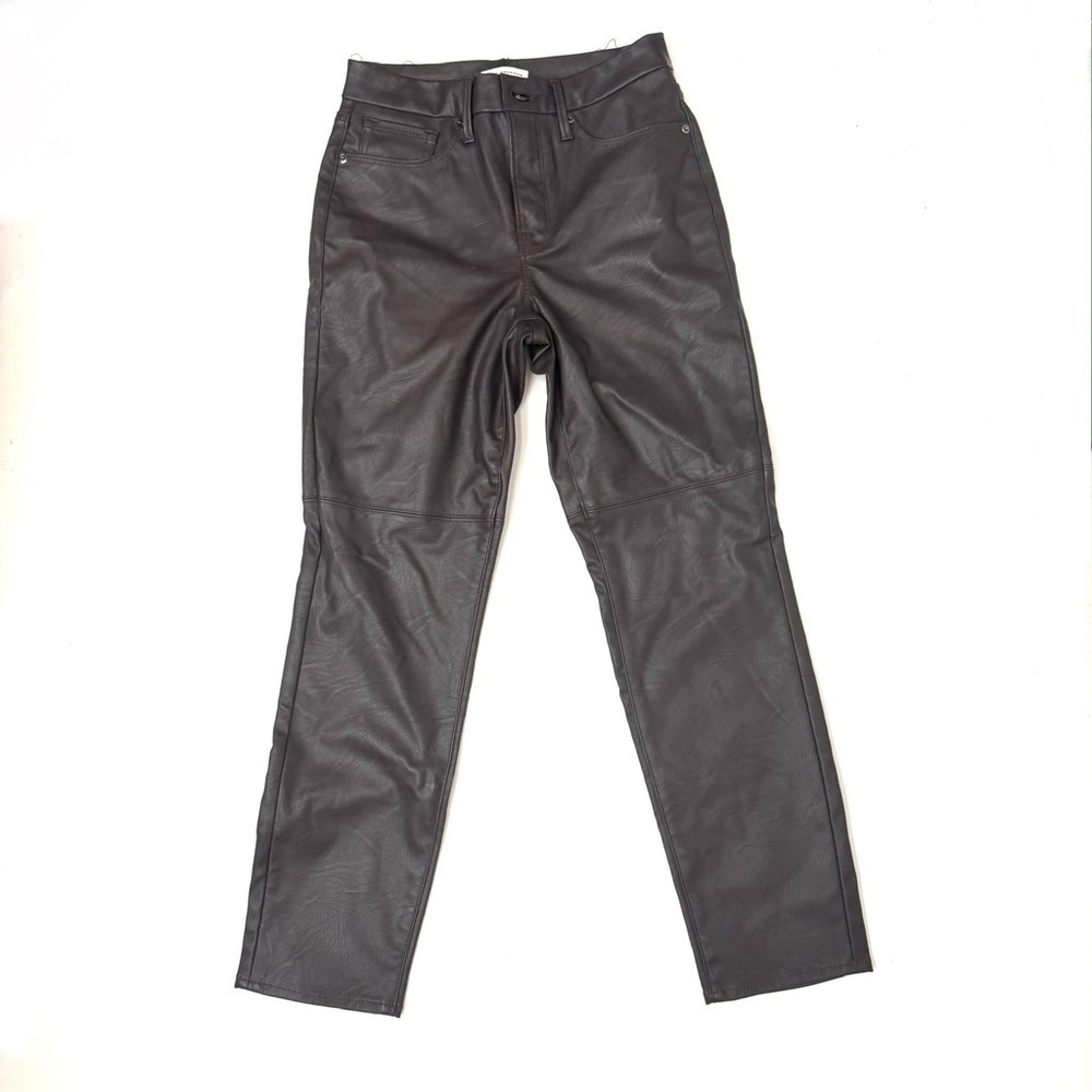 Good American Faux Leather Moto Style Pants Chocolate Brown Size 2 / 26 FLAW